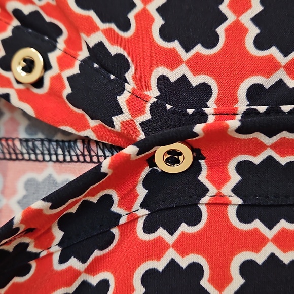 Donna Morgan Size 10 Collar Button Tie Waist Geometric Dress Final Price - Picture 8 of 9